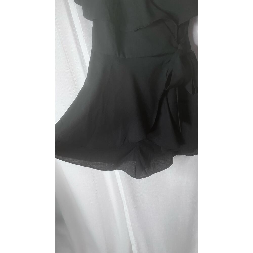 Do+Be Pageant Black Ruffle Wrap Romper Small - Picture 4 of 8